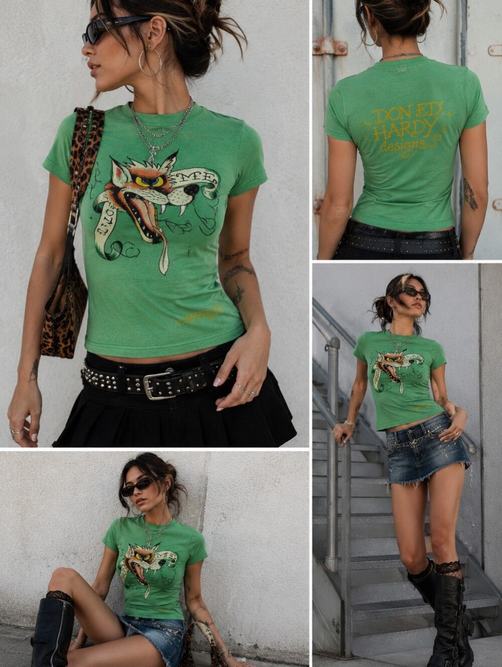 Vintage Y2K Ed Hardy by Christian Audigier Wolf Graphic T-Shirt Women’s M